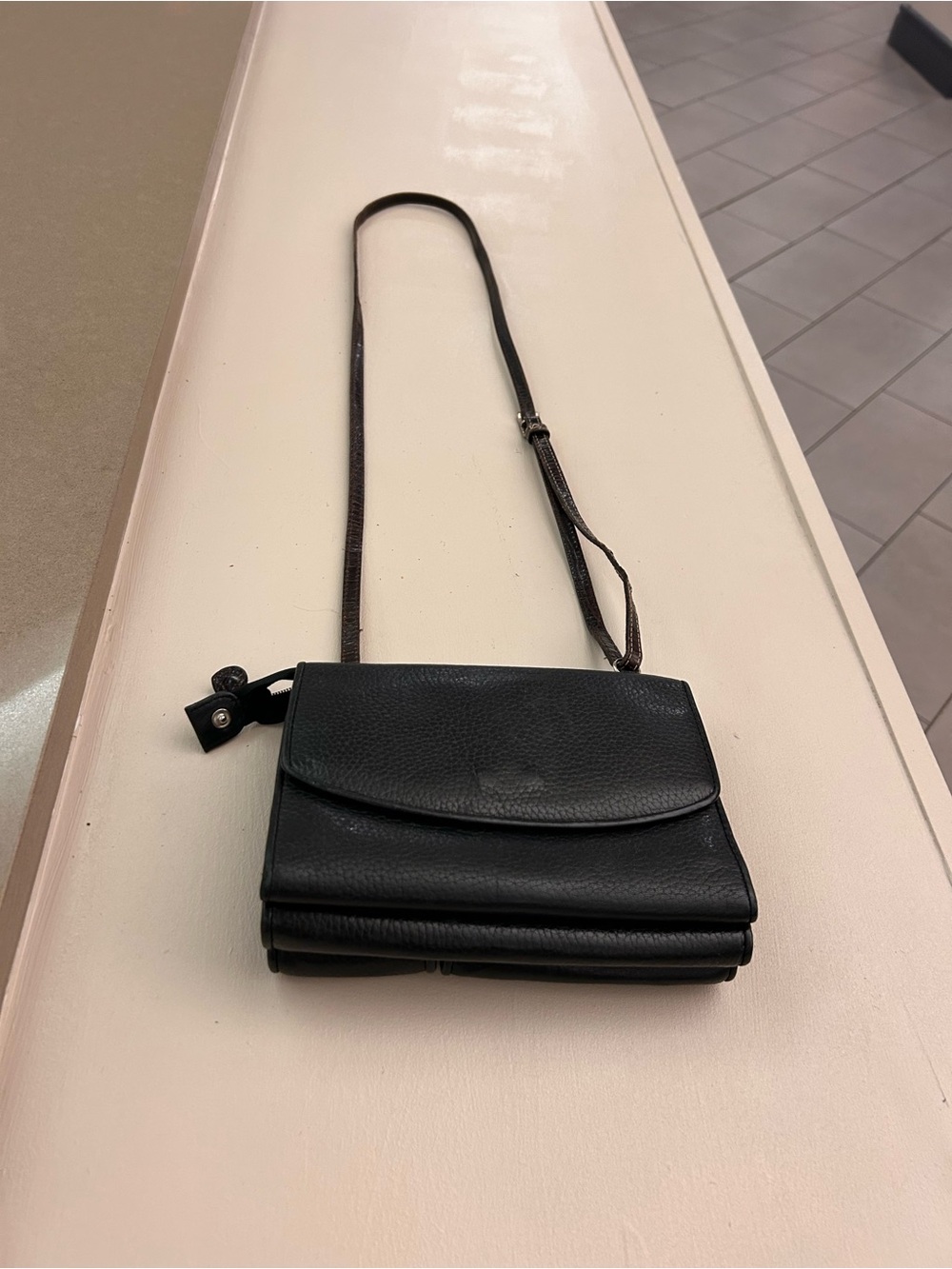 Brighton Compact Black Leather Crossbody Shoulder Bag Great Clean shape